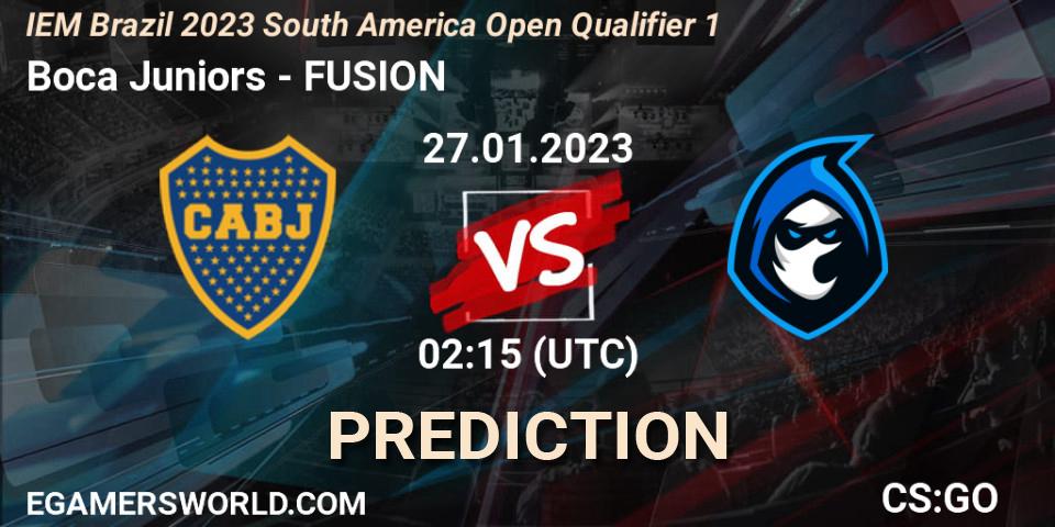 Boca Juniors vs FUSION: Betting TIp, Match Prediction. 27.01.2023 at 02:15. Counter-Strike (CS2), IEM Brazil Rio 2023 South America Open Qualifier 1