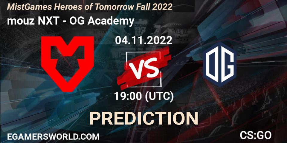 mouz NXT vs OG Academy: Betting TIp, Match Prediction. 04.11.22. CS2 (CS:GO), MistGames Heroes of Tomorrow Fall 2022