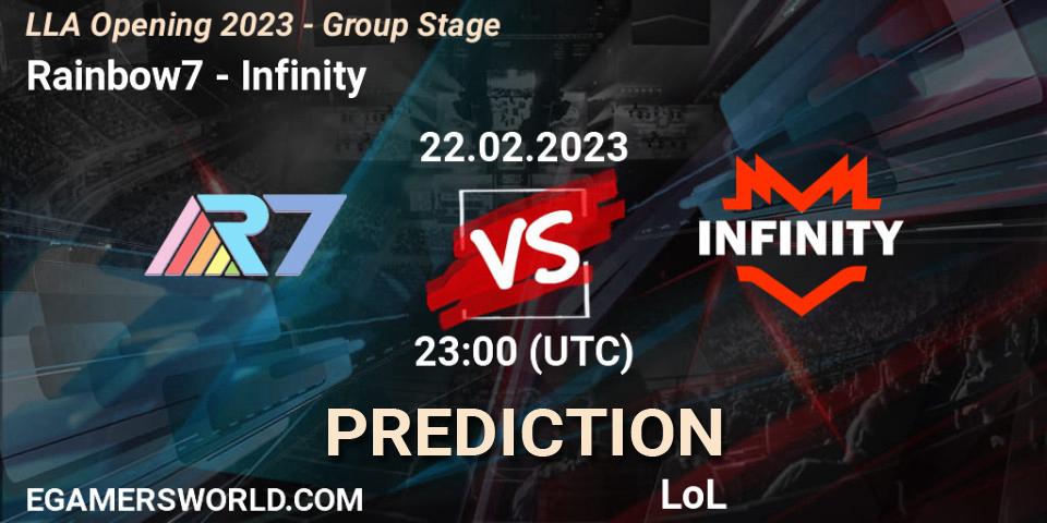 Rainbow7 vs Infinity: Betting TIp, Match Prediction. 23.02.23. LoL, LLA Opening 2023 - Group Stage