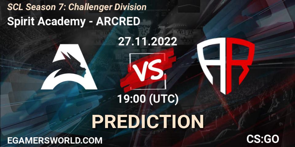 Spirit Academy vs ARCRED: Betting TIp, Match Prediction. 28.11.22. CS2 (CS:GO), SCL Season 7: Challenger Division