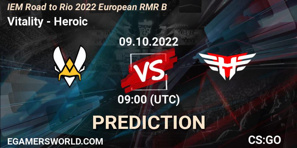 Vitality vs Heroic: Betting TIp, Match Prediction. 09.10.2022 at 09:00. Counter-Strike (CS2), IEM Road to Rio 2022 European RMR B