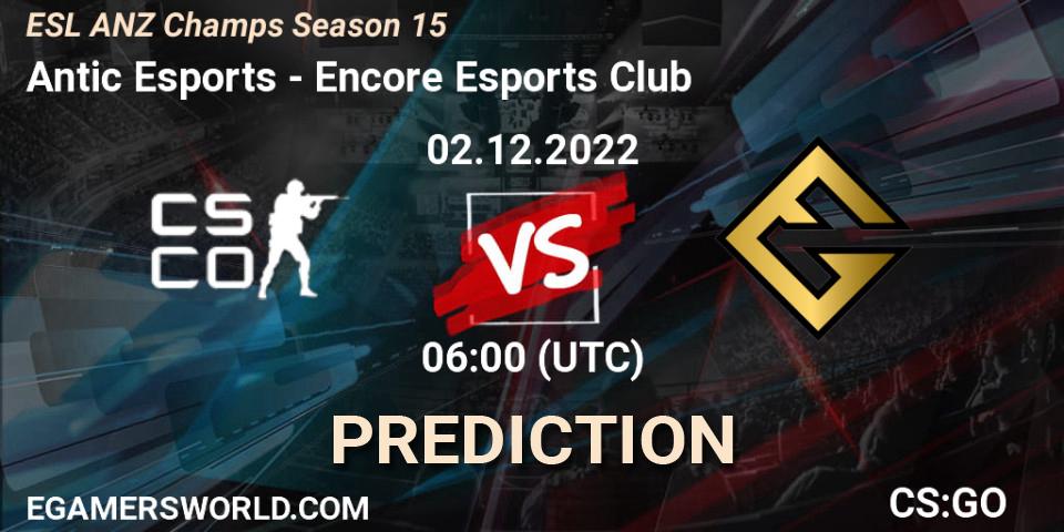 Antic Esports vs Encore Esports Club: Betting TIp, Match Prediction. 02.12.22. CS2 (CS:GO), ESL ANZ Champs Season 15
