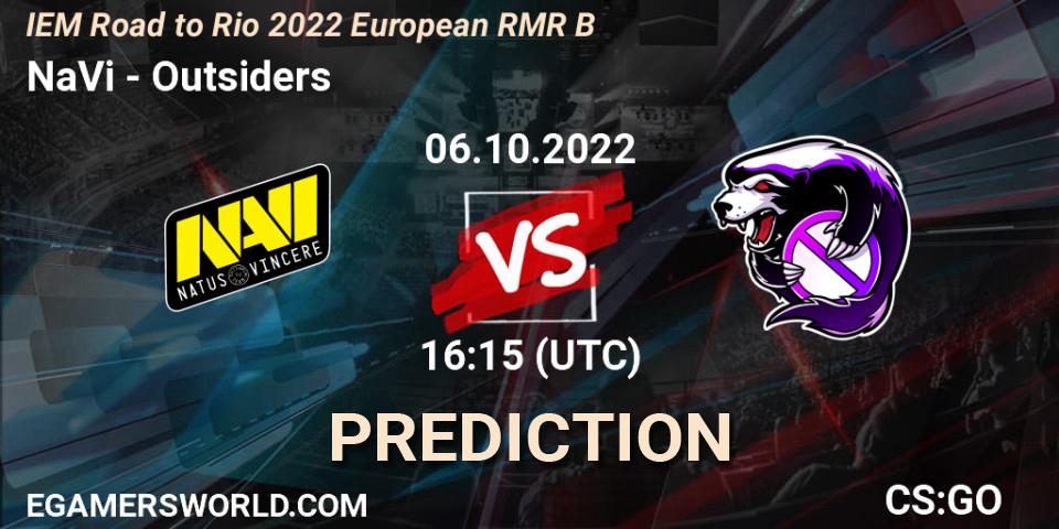 NaVi vs Outsiders: Betting TIp, Match Prediction. 06.10.2022 at 17:25. Counter-Strike (CS2), IEM Road to Rio 2022 European RMR B