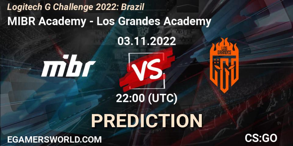 MIBR Academy vs Los Grandes Academy: Betting TIp, Match Prediction. 03.11.2022 at 22:00. Counter-Strike (CS2), Logitech G Challenge 2022: Brazil