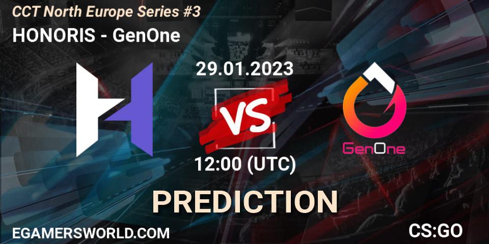 HONORIS vs GenOne: Betting TIp, Match Prediction. 29.01.2023 at 12:00. Counter-Strike (CS2), CCT North Europe Series #3