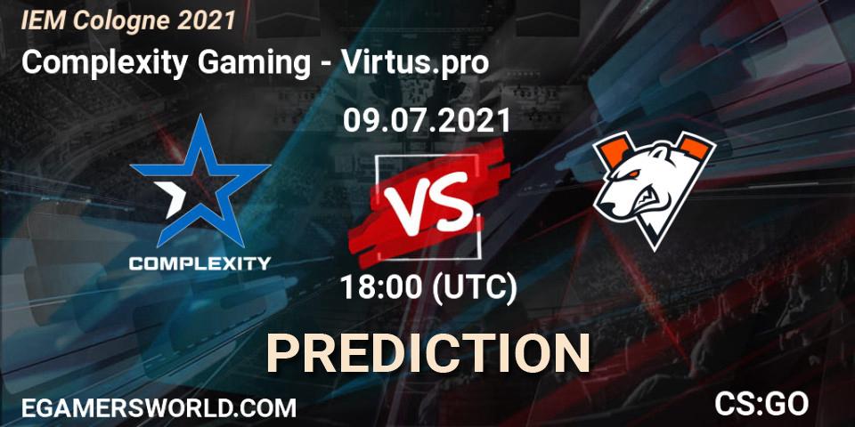 Complexity Gaming vs Virtus.pro: Betting TIp, Match Prediction. 09.07.2021 at 21:00. Counter-Strike (CS2), IEM Cologne 2021