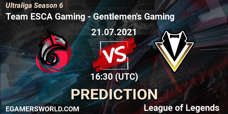 Team ESCA Gaming vs Gentlemen's Gaming: Betting TIp, Match Prediction. 29.06.2021 at 15:30. LoL, Ultraliga Season 6