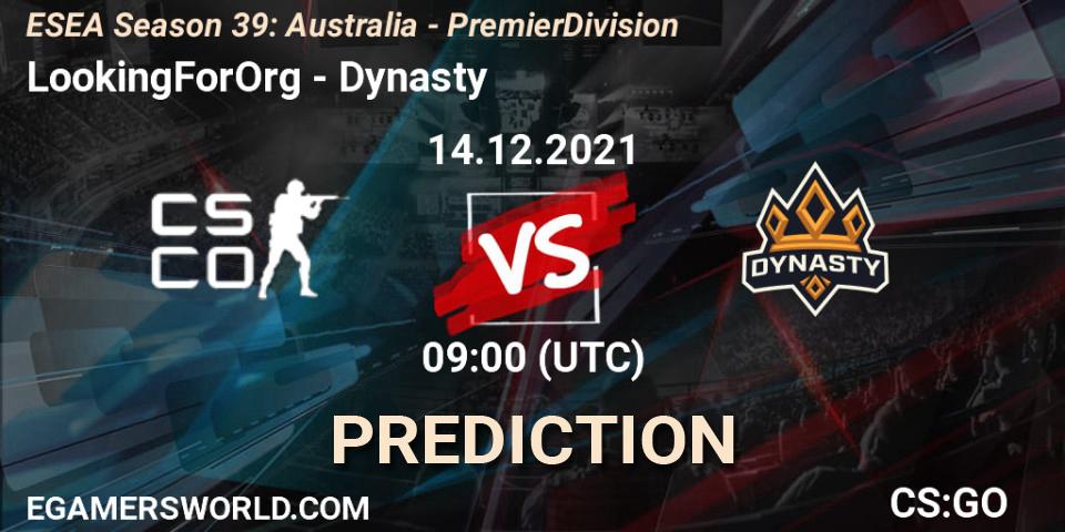 LookingForOrg vs Hazard: Betting TIp, Match Prediction. 15.12.2021 at 09:00. Counter-Strike (CS2), ESEA Season 39: Australia - Premier Division