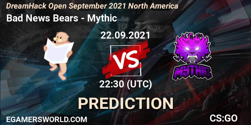 Bad News Bears vs Mythic: Betting TIp, Match Prediction. 22.09.21. CS2 (CS:GO), DreamHack Open September 2021 North America