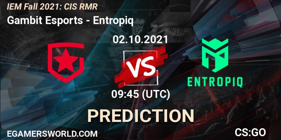Gambit Esports vs Entropiq: Betting TIp, Match Prediction. 02.10.21. CS2 (CS:GO), IEM Fall 2021: CIS RMR