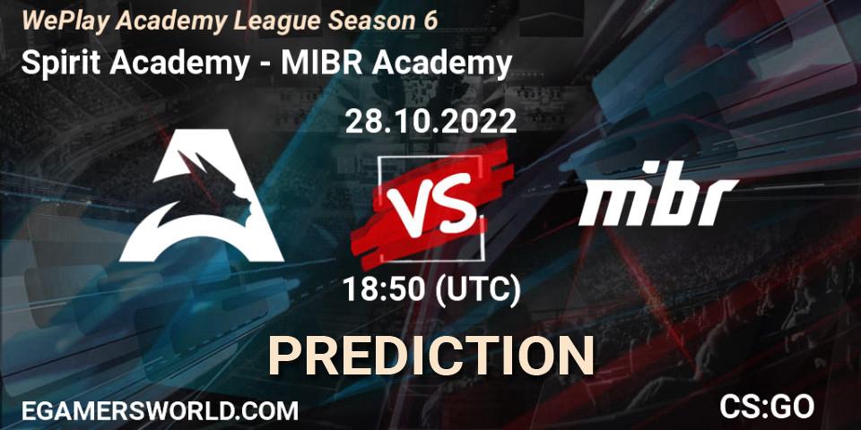 Spirit Academy vs MIBR Academy: Betting TIp, Match Prediction. 28.10.2022 at 18:55. Counter-Strike (CS2), WePlay Academy League Season 6
