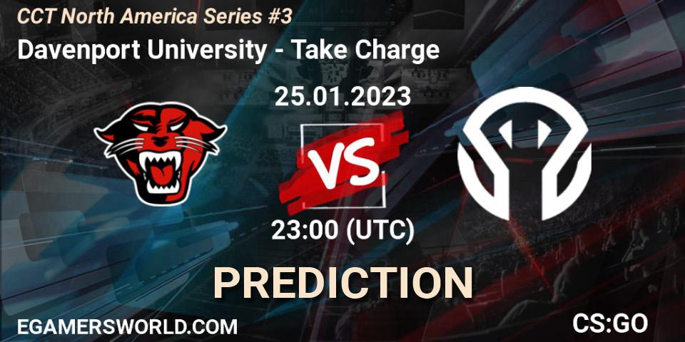 Davenport University vs Take Charge: Betting TIp, Match Prediction. 25.01.2023 at 23:00. Counter-Strike (CS2), CCT North America Series #3