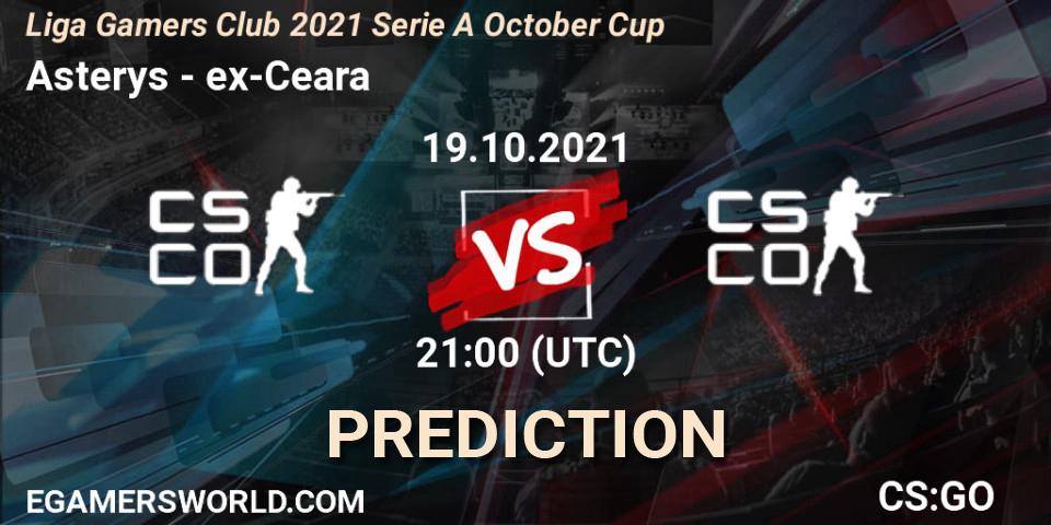 Asterys vs ex-Ceara: Betting TIp, Match Prediction. 19.10.2021 at 21:00. Counter-Strike (CS2), Liga Gamers Club 2021 Serie A October Cup