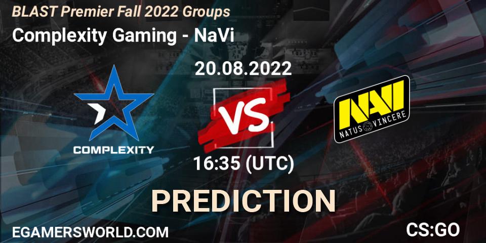 Complexity Gaming vs NaVi: Betting TIp, Match Prediction. 20.08.2022 at 16:35. Counter-Strike (CS2), BLAST Premier Fall 2022 Groups