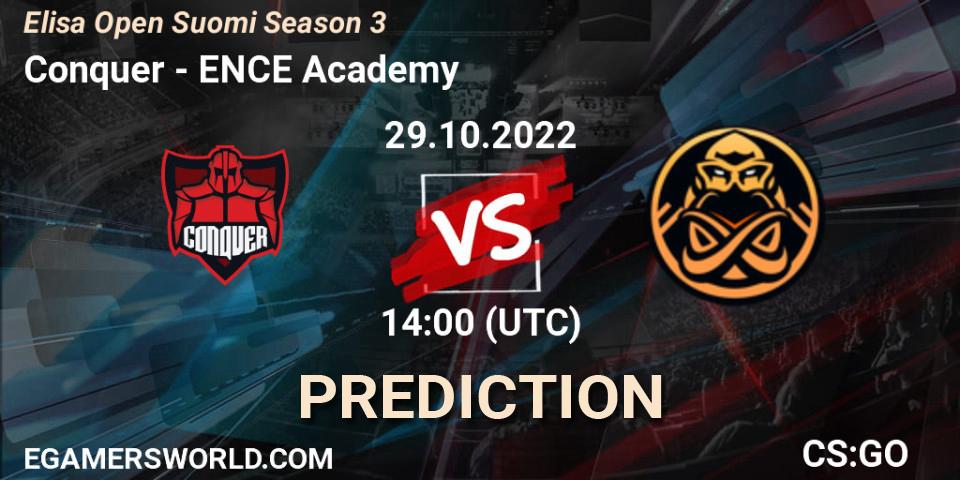 Conquer vs ENCE Academy: Betting TIp, Match Prediction. 29.10.22. CS2 (CS:GO), Elisa Open Suomi Season 3