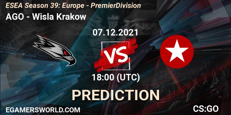 AGO vs Wisla Krakow: Betting TIp, Match Prediction. 07.12.2021 at 18:15. Counter-Strike (CS2), ESEA Season 39: Europe - Premier Division