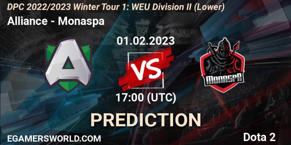 Alliance vs Monaspa: Betting TIp, Match Prediction. 01.02.23. Dota 2, DPC 2022/2023 Winter Tour 1: WEU Division II (Lower)