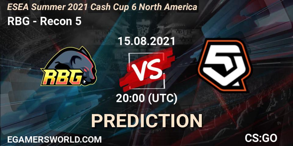 RBG vs Recon 5: Betting TIp, Match Prediction. 15.08.21. CS2 (CS:GO), ESEA Cash Cup: North America - Summer 2021 #6