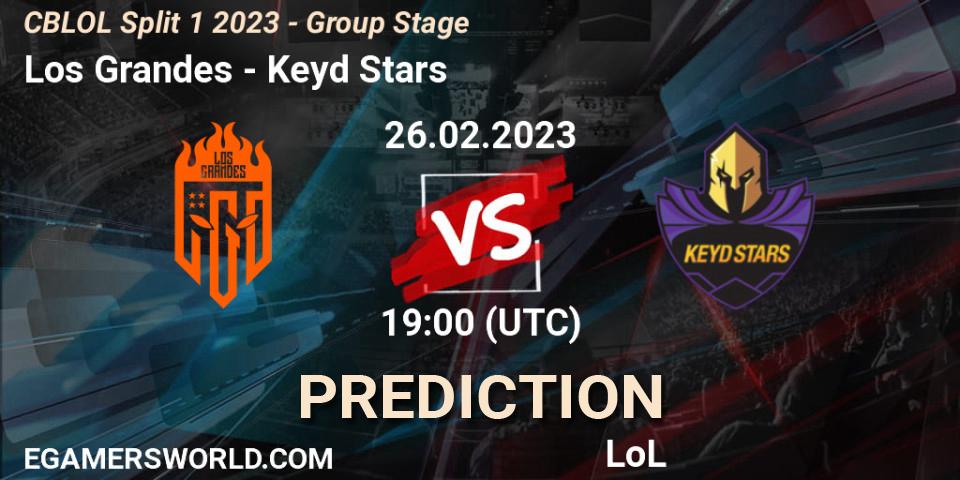 Los Grandes vs Keyd Stars: Betting TIp, Match Prediction. 26.02.2023 at 19:00. LoL, CBLOL Split 1 2023 - Group Stage