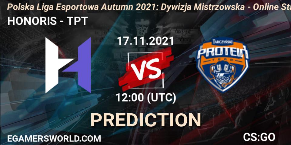 HONORIS vs TPT: Betting TIp, Match Prediction. 17.11.2021 at 12:00. Counter-Strike (CS2), Polska Liga Esportowa Autumn 2021: Dywizja Mistrzowska - Online Stage