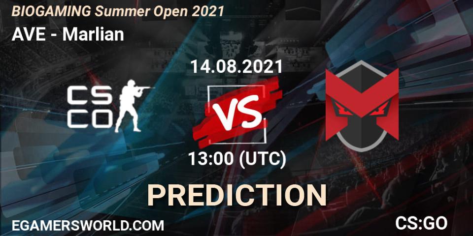 AVE vs Marlian: Betting TIp, Match Prediction. 14.08.2021 at 13:30. Counter-Strike (CS2), BIOGAMING Summer Open 2021