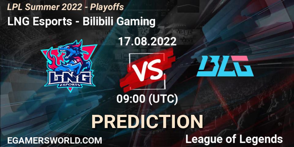 LNG Esports vs Bilibili Gaming: Betting TIp, Match Prediction. 17.08.2022 at 09:00. LoL, LPL Summer 2022 - Playoffs