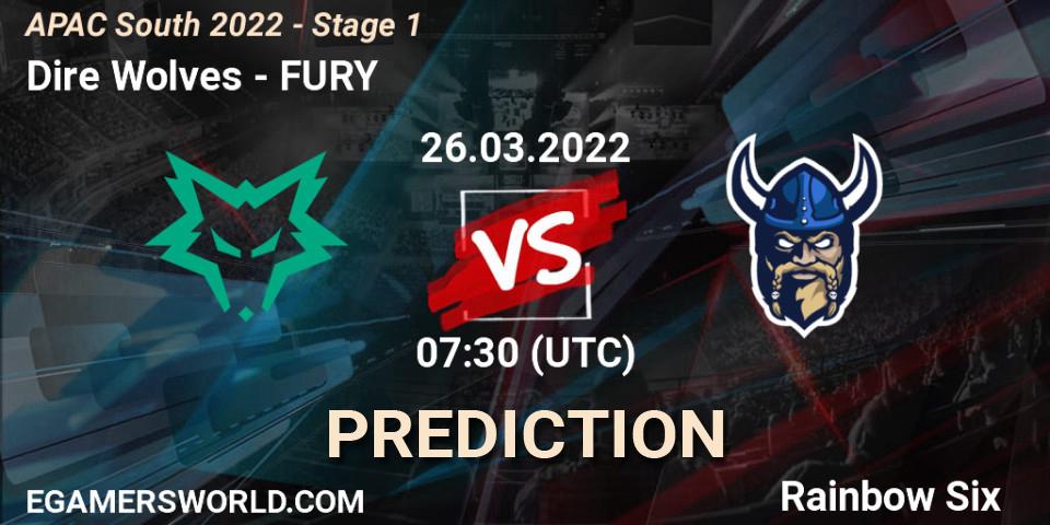 Dire Wolves vs FURY: Betting TIp, Match Prediction. 26.03.2022 at 07:30. Rainbow Six, APAC South 2022 - Stage 1