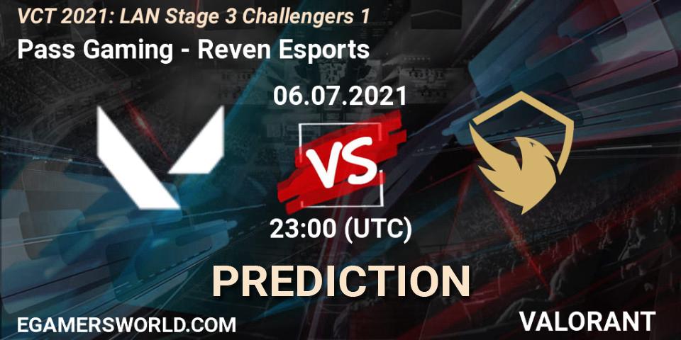 Pass Gaming vs Reven Esports: Betting TIp, Match Prediction. 06.07.2021 at 23:00. VALORANT, VCT 2021: LAN Stage 3 Challengers 1
