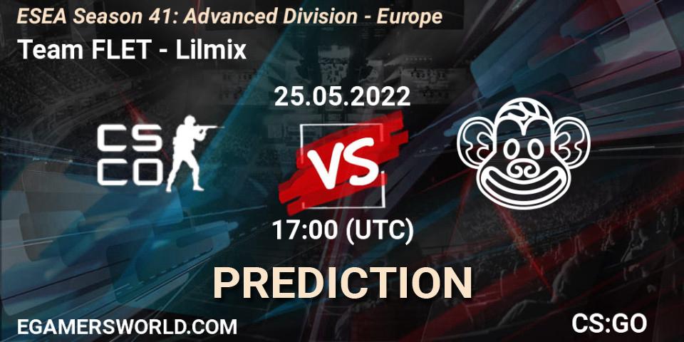 Team FLET vs Lilmix: Betting TIp, Match Prediction. 25.05.2022 at 17:00. Counter-Strike (CS2), ESEA Season 41: Advanced Division - Europe