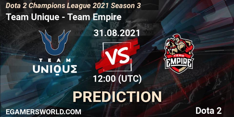 Team Unique vs Team Empire: Betting TIp, Match Prediction. 31.08.21. Dota 2, Dota 2 Champions League 2021 Season 3