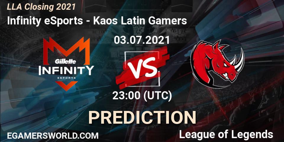 Infinity eSports vs Kaos Latin Gamers: Betting TIp, Match Prediction. 04.07.21. LoL, LLA Closing 2021