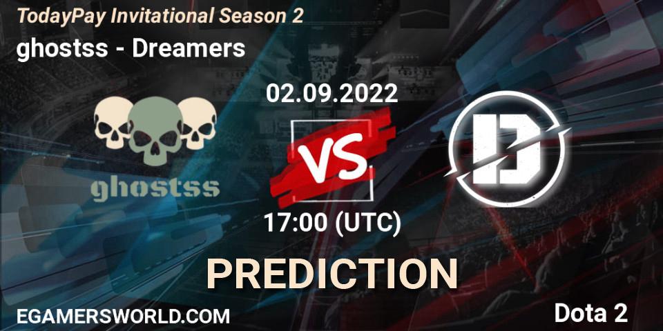 ghostss vs Dreamers: Betting TIp, Match Prediction. 02.09.2022 at 17:24. Dota 2, TodayPay Invitational Season 2