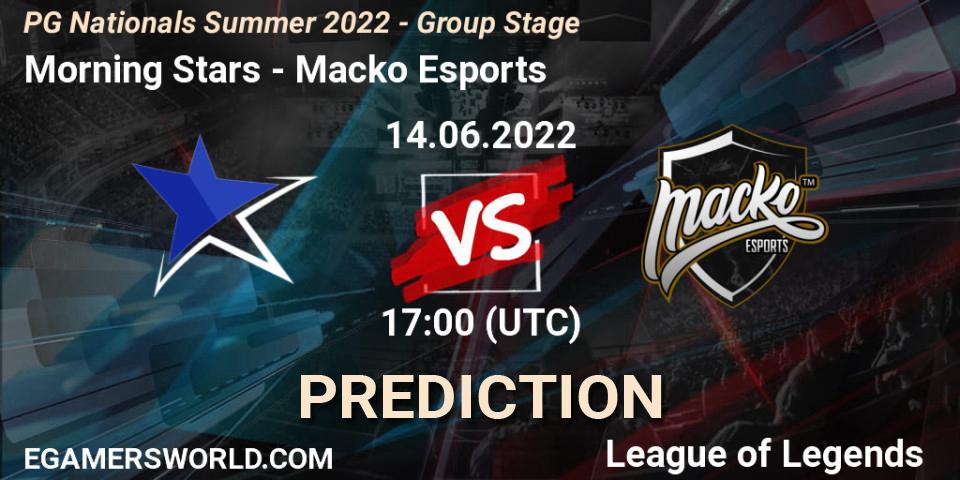 Morning Stars vs Macko Esports: Betting TIp, Match Prediction. 14.06.2022 at 18:00. LoL, PG Nationals Summer 2022 - Group Stage