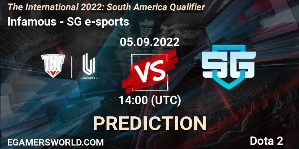 Infamous vs SG e-sports: Betting TIp, Match Prediction. 05.09.22. Dota 2, The International 2022: South America Qualifier