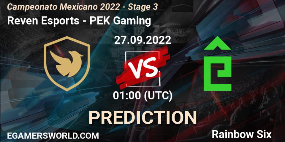 Reven Esports vs PÊEK Gaming: Betting TIp, Match Prediction. 27.09.2022 at 01:00. Rainbow Six, Campeonato Mexicano 2022 - Stage 3