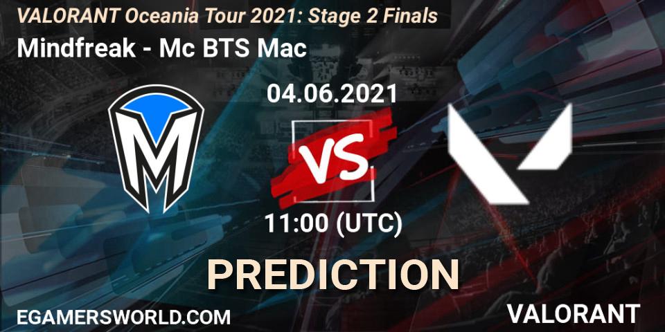 Mindfreak vs Mc BTS Mac: Betting TIp, Match Prediction. 04.06.2021 at 11:00. VALORANT, VALORANT Oceania Tour 2021: Stage 2 Finals