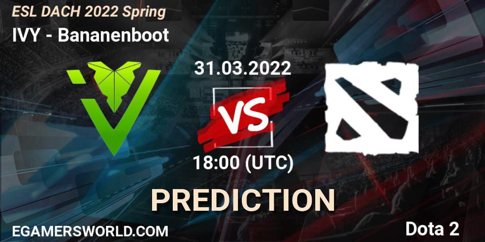IVY vs Bananenboot: Betting TIp, Match Prediction. 31.03.2022 at 18:06. Dota 2, ESL Meisterschaft Spring 2022