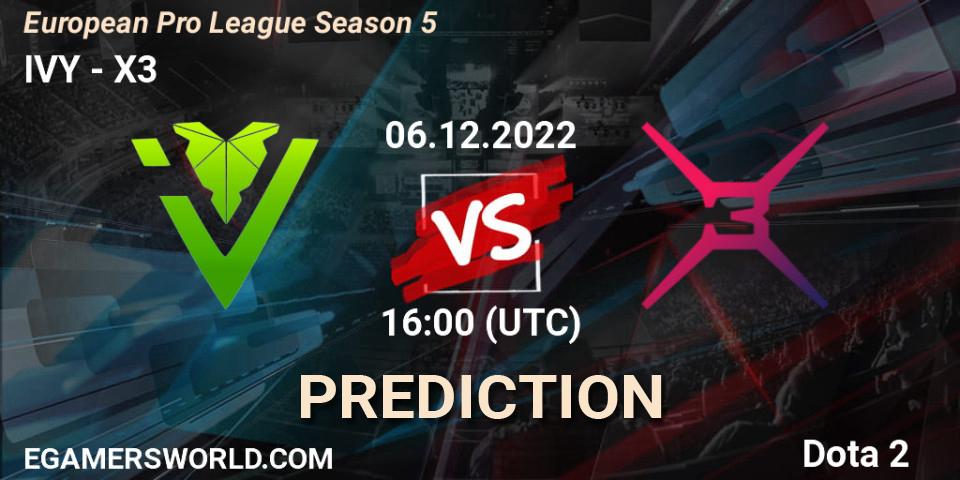 IVY vs X3: Betting TIp, Match Prediction. 22.12.22. Dota 2, European Pro League Season 5
