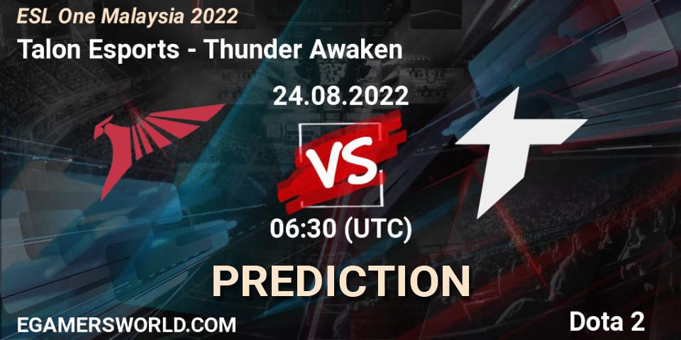 Talon Esports vs Thunder Awaken: Betting TIp, Match Prediction. 24.08.2022 at 06:36. Dota 2, ESL One Malaysia 2022
