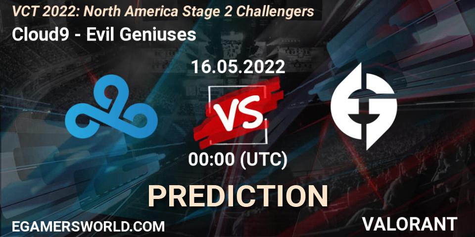 Cloud9 vs Evil Geniuses: Betting TIp, Match Prediction. 15.05.22. VALORANT, VCT 2022: North America Stage 2 Challengers