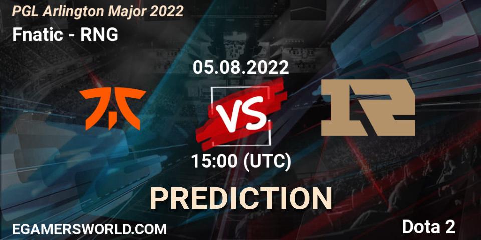 Fnatic vs RNG: Betting TIp, Match Prediction. 05.08.22. Dota 2, PGL Arlington Major 2022 - Group Stage