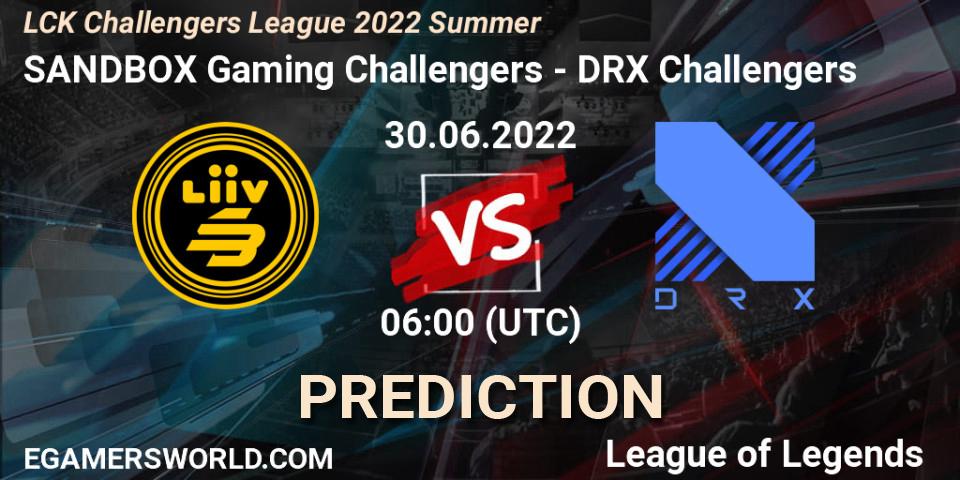 SANDBOX Gaming Challengers vs DRX Challengers: Betting TIp, Match Prediction. 30.06.2022 at 06:00. LoL, LCK Challengers League 2022 Summer
