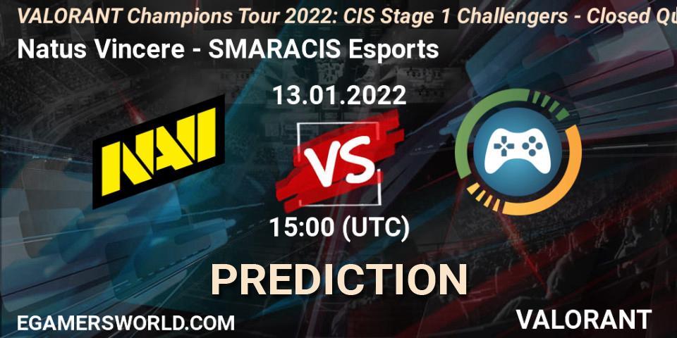 Natus Vincere vs SMARACIS Esports: Betting TIp, Match Prediction. 13.01.2022 at 15:00. VALORANT, VCT 2022: CIS Stage 1 Challengers - Closed Qualifier 1