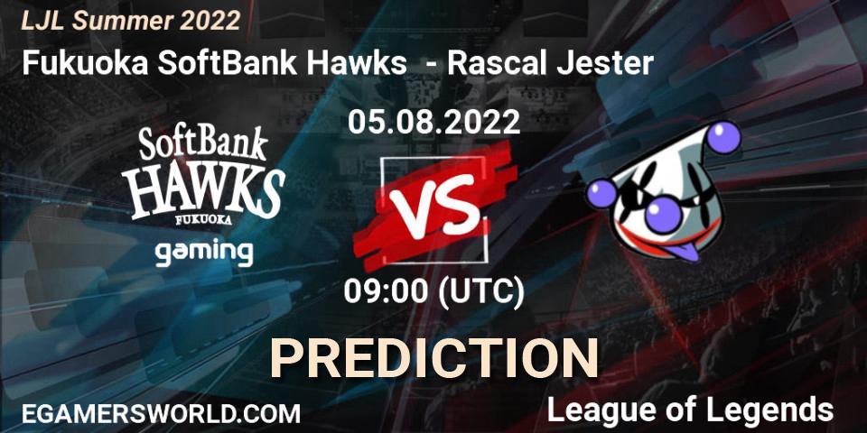 Fukuoka SoftBank Hawks vs Rascal Jester: Betting TIp, Match Prediction. 05.08.22. LoL, LJL Summer 2022