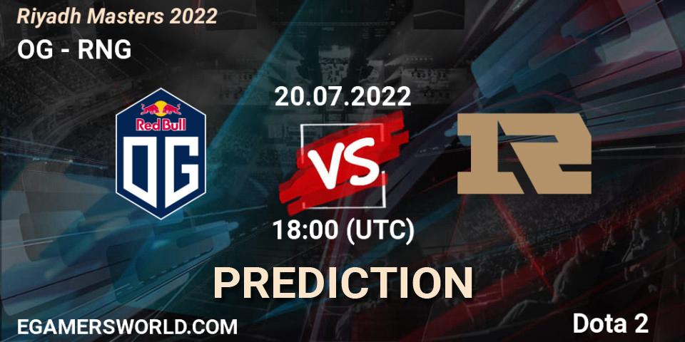 OG vs RNG: Betting TIp, Match Prediction. 20.07.2022 at 18:17. Dota 2, Riyadh Masters 2022