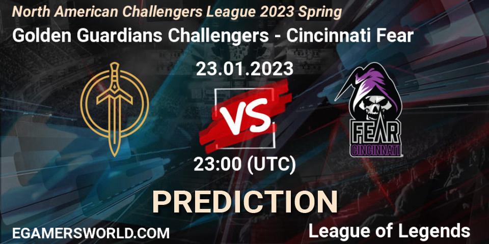 Golden Guardians Challengers vs Cincinnati Fear: Betting TIp, Match Prediction. 23.01.2023 at 23:00. LoL, NACL 2023 Spring - Group Stage