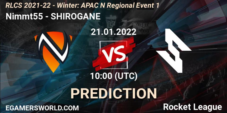 Nimmt55 vs SHIROGANE: Betting TIp, Match Prediction. 21.01.2022 at 10:00. Rocket League, RLCS 2021-22 - Winter: APAC N Regional Event 1