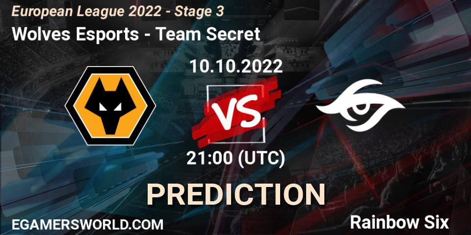 Wolves Esports vs Team Secret: Betting TIp, Match Prediction. 10.10.2022 at 21:00. Rainbow Six, European League 2022 - Stage 3