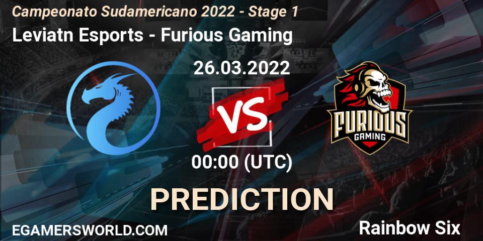 Leviatán Esports vs Furious Gaming: Betting TIp, Match Prediction. 26.03.2022 at 02:00. Rainbow Six, Campeonato Sudamericano 2022 - Stage 1