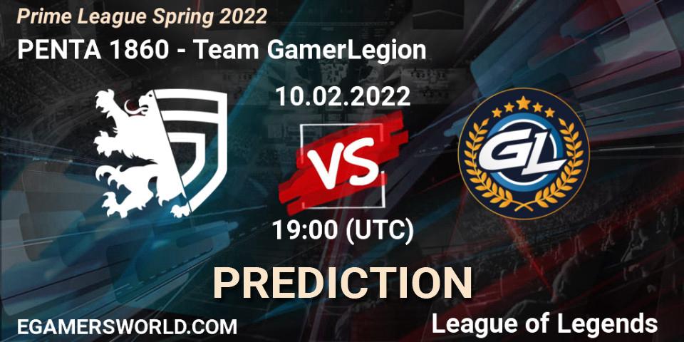 PENTA 1860 vs Team GamerLegion: Betting TIp, Match Prediction. 10.02.2022 at 20:00. LoL, Prime League Spring 2022